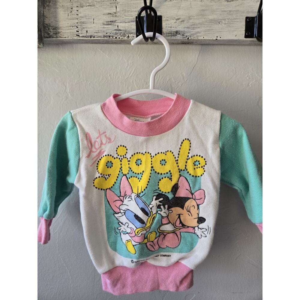VTG 1984 Walt Disney Babies Minnie Mouse Daisy Duck Sweatshirt Long Sleeve 0-6M